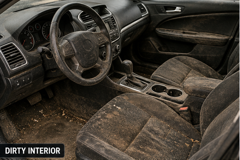 Dirty car interior